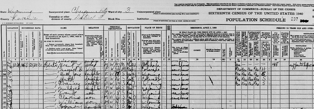 Frank Roberts 1940 Census