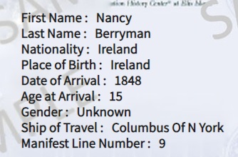 Nancy Berryman 1848 Arrival